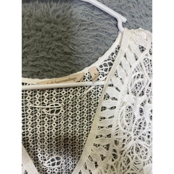 Soft Surroundings womens S white 3/4 sleeve crotchet maxi dress beach boho vneck - Picture 3 of 9